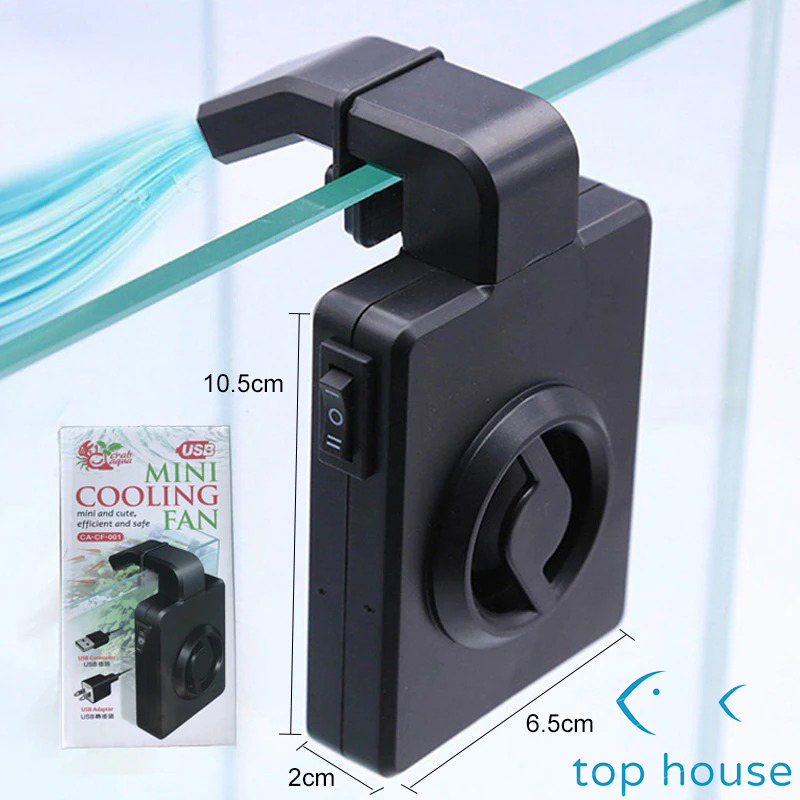 Top House Quạt Bể Cá Mini Quạt Điều Khiển Nhiệt Độ Kẹp Cầm Tay Sạc USB Máy Làm Lạnh Làm Mát Độ Ồn Thấp