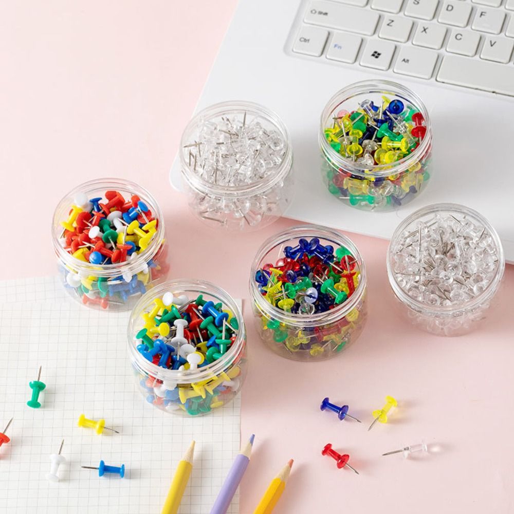 Thumback Mini 100PCS Mini Wall Cards Photos Pushpin Thumbtack Cork Board Buttons Pins ...