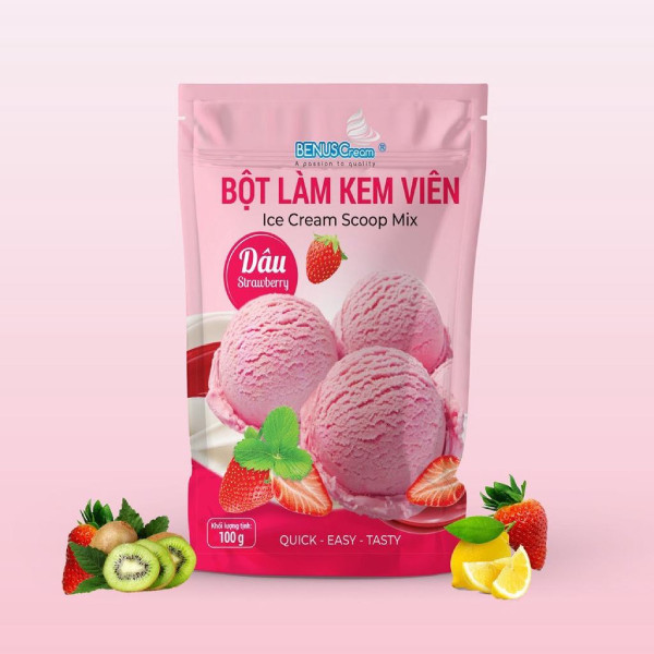 Bột Làm Kem Viên Vị Dâu