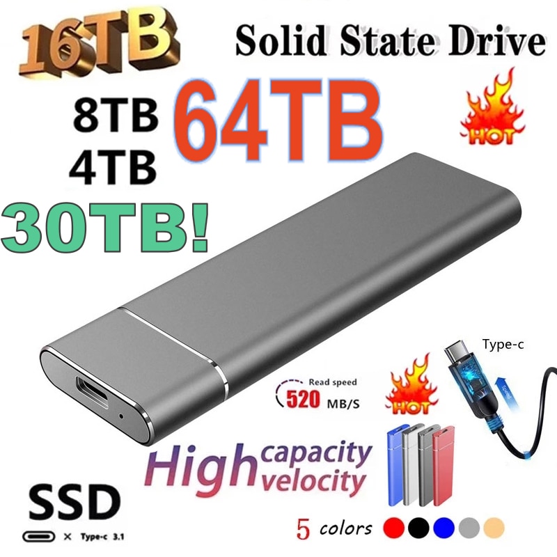Tốc độ cao 1TB 2TB 4TB 8TB 16TB SSD di động bên ngoài trạng thái rắn ổ cứng USB 3.1 liên Ổ cứng di động cho máy tính xách tay