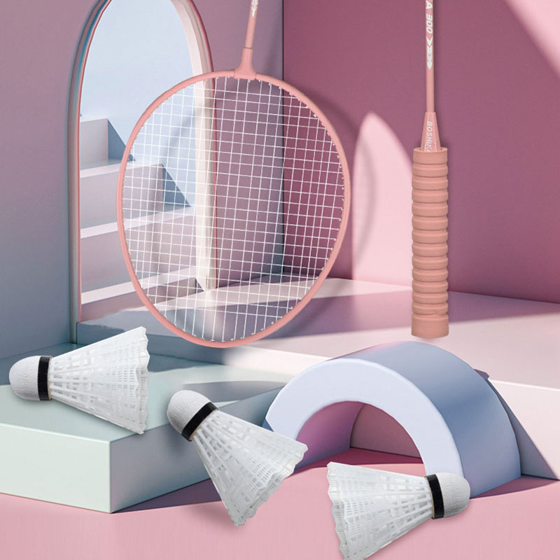 【Huieson】Badminton racket adult double racket set high-value macaron color sponge handle feather racket