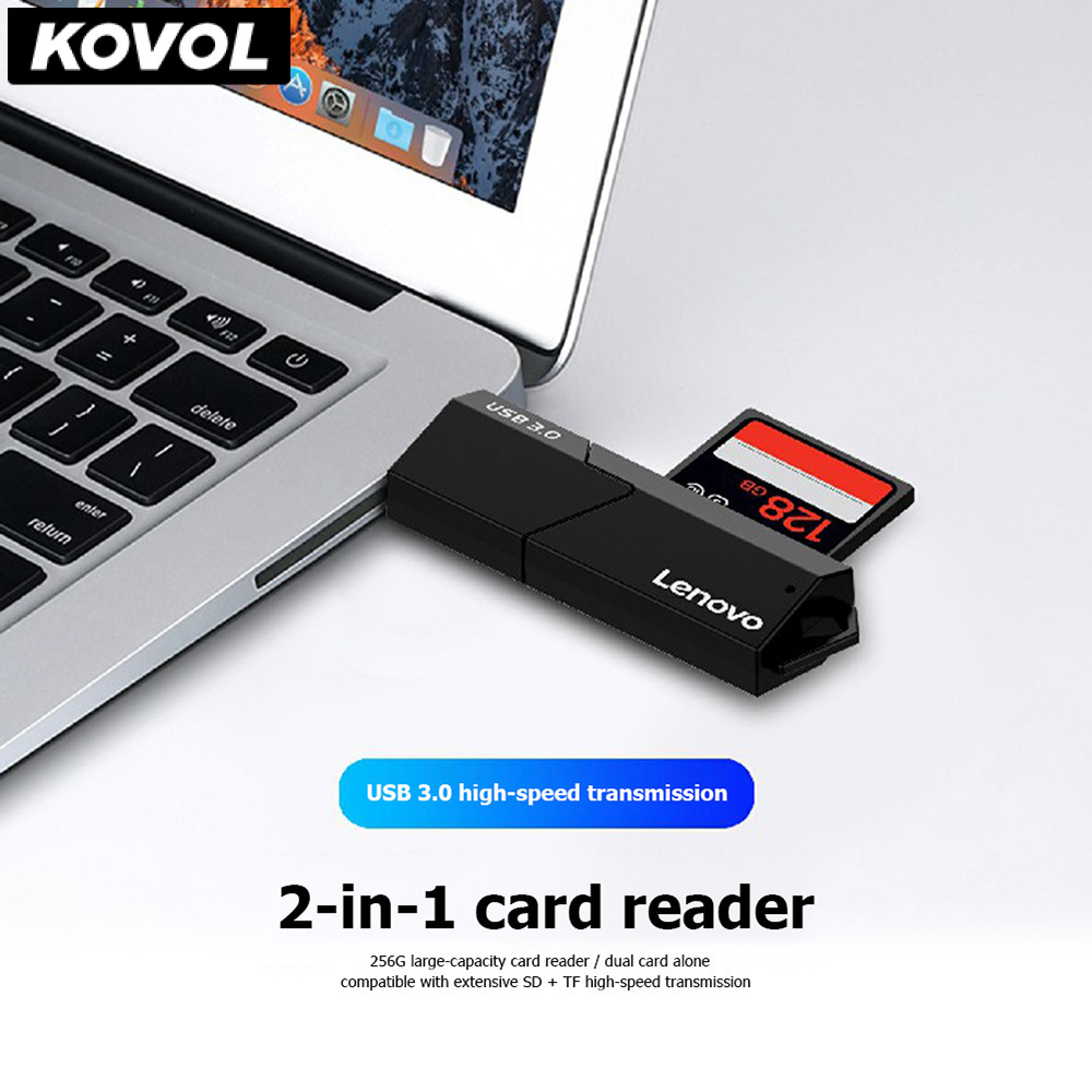 KOVOL Lenovo D204 USB 3.0 Đầu Đọc Thẻ 2TB 5Gbps Truyền Tải Tốc Độ Cao 2 Trong 1 SD TF Bộ Nhớ Thẻ Adapter Đối Với Máy Tính Máy Tính Xách Tay thumbnail
