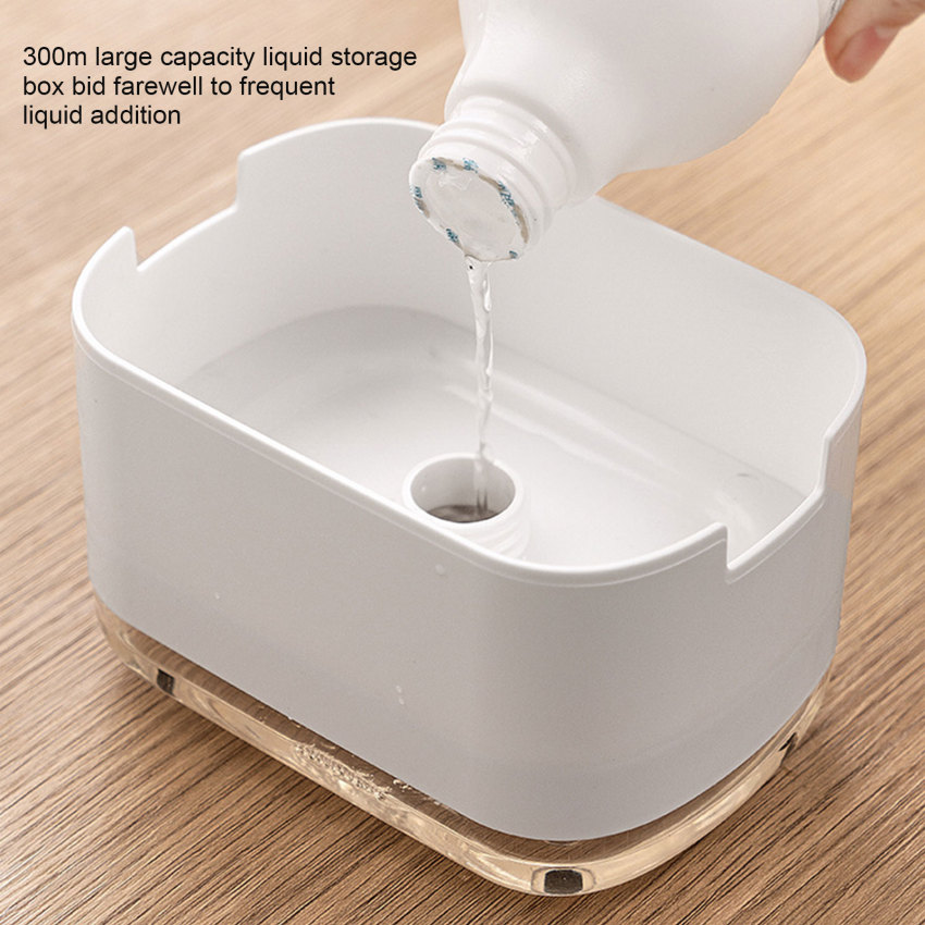 2 In1 Dish Soap Dispenser Liquid Soap Pump Dispenser Soap Container with Sponge Holder for Kitchen Bathroom Washing Accessories