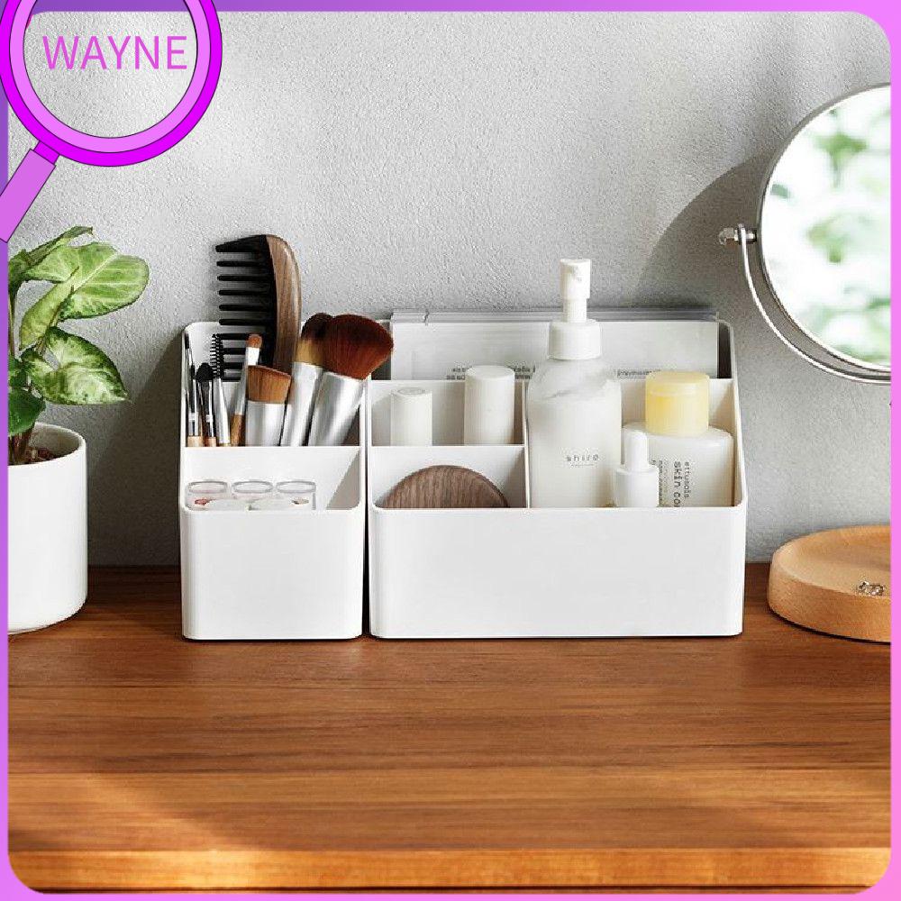 WAYNE Plastic Cosmetic Storage Multiple Grids Organize Box Remote Control Storage Desktop Storage Box