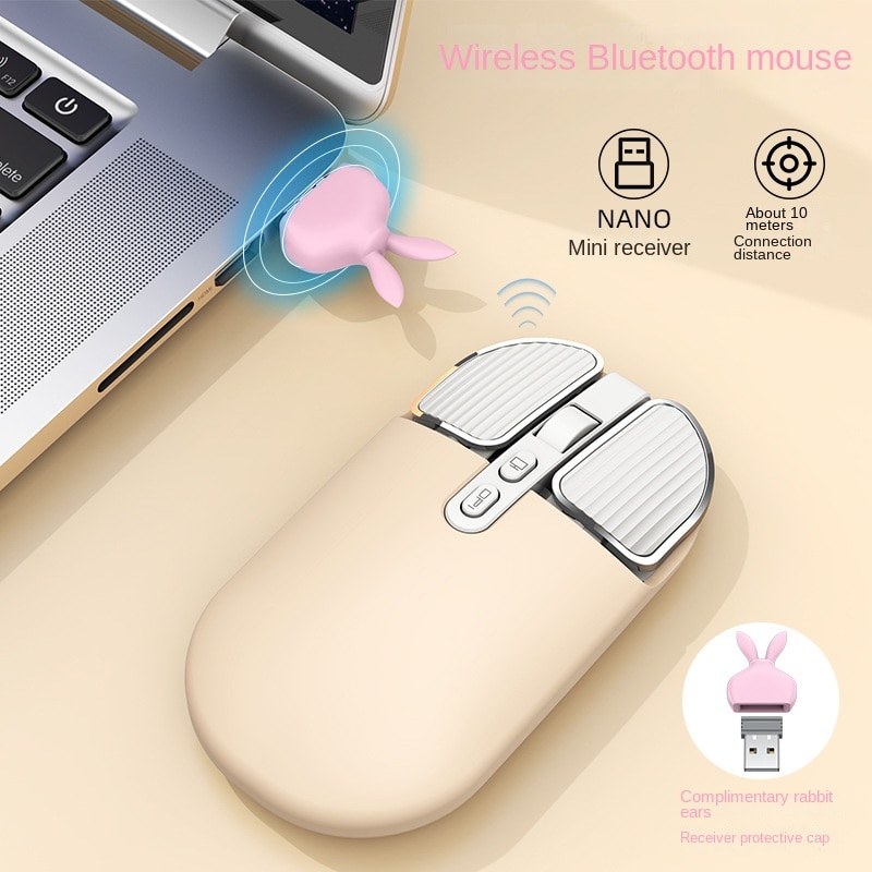 Rechargeable Bluetooth Wireless Mouse With 2.4Ghz USB RGB 2400DPI Mouse For Computer Laptop Tablet PC Macbook Gaming Mouse Gamer