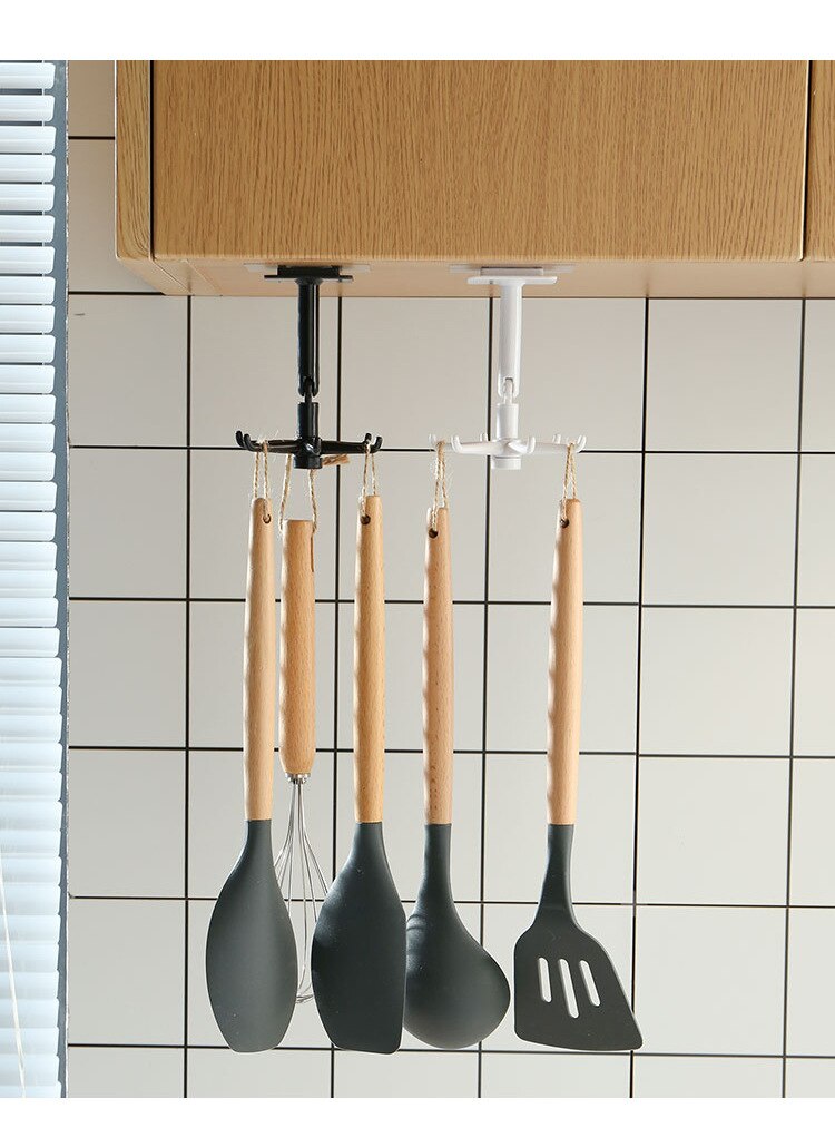 1/2PCS Multi-Purpose Hooks Kitchen Hook 360 Degrees Rotated Rotatable Rack For Organizer Storage Spoon Hanger Rack 6-jaw