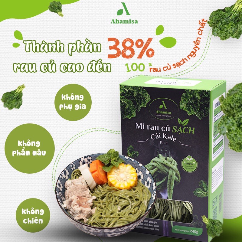 [Siêu Sale] Mì Rau Củ Sạch Cải Kale Ahamisa 240g