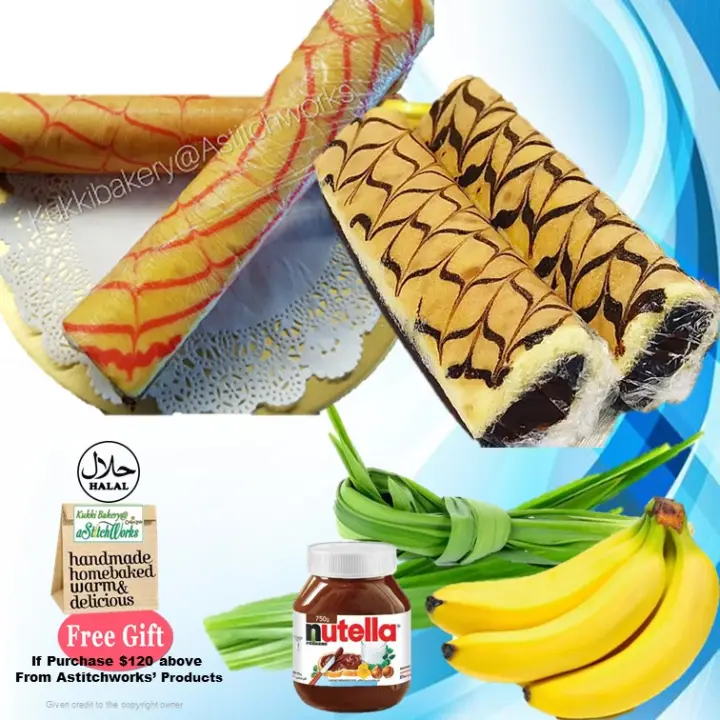 4 Rolls Nutella Tapak Kuda Cakes 2 Rolls Pandan And 2 Rolls Banana Fresh Halal Homebaked Horseshoe Cakes Lazada Singapore