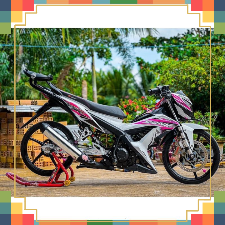 Tem rời sonic Hồng đen dán xe trắng