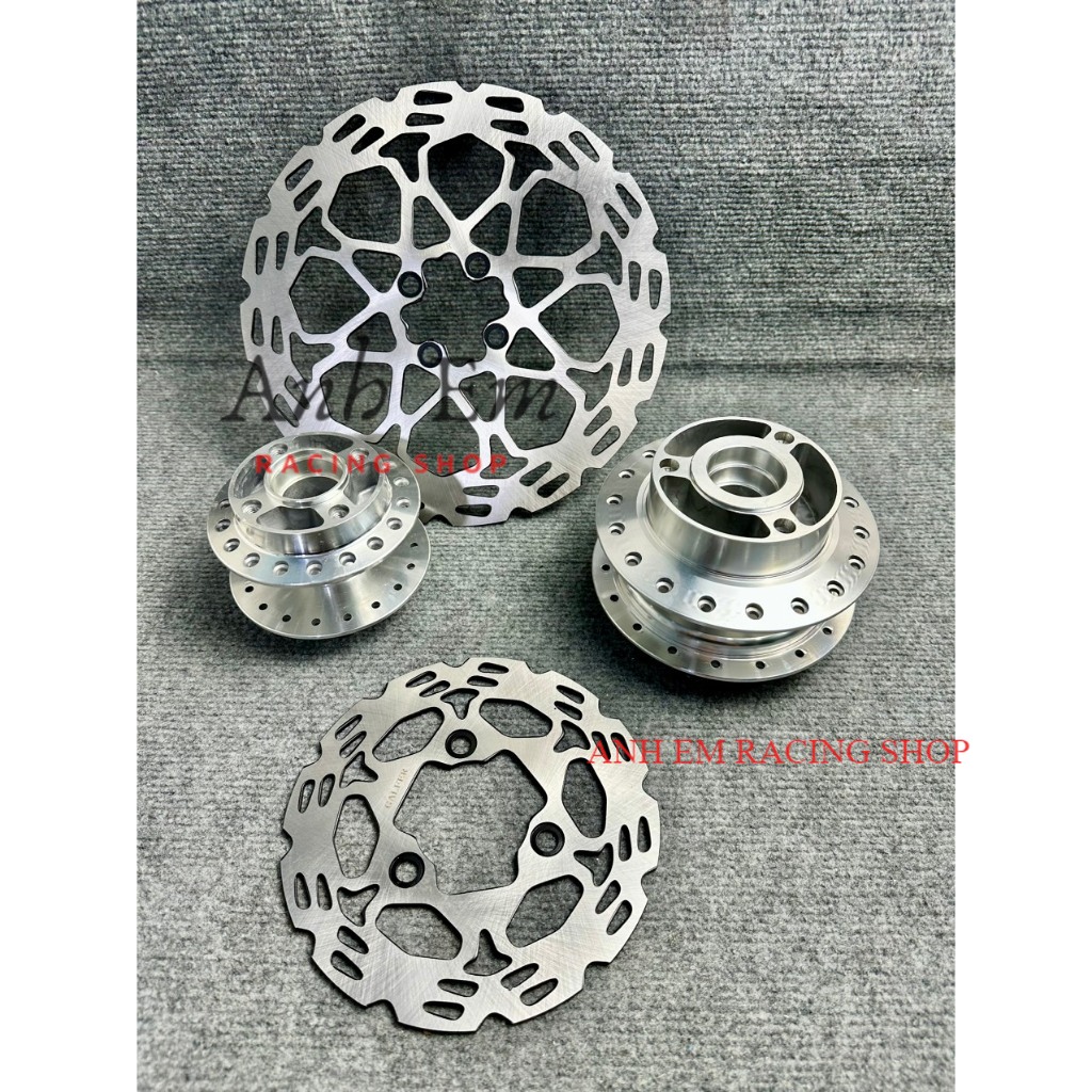 Đùm indo raider / satria đi bánh căm 2 màu sơn bạc và crom và cặp đĩa zox
