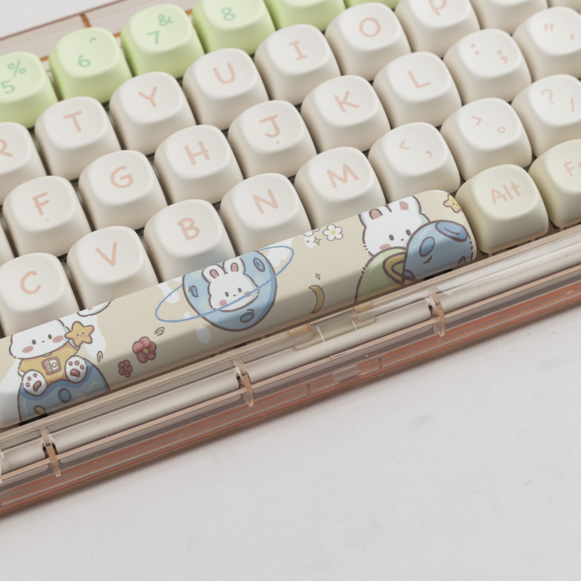 Space Rabbit Keycaps MOA Profile Personalized Keycap for Mechanical Keyboard with ANSI Layout for Mx Switch Mechanical Keyboard