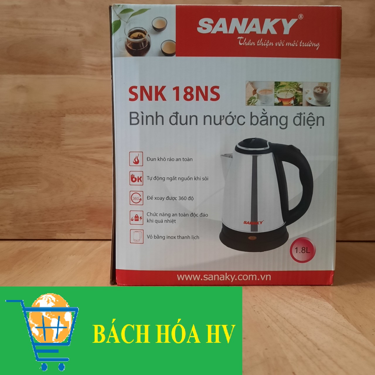 Ấm đun siêu tốc SANAKY 1.8L (model SNK 18NS) - BACH HOA HV