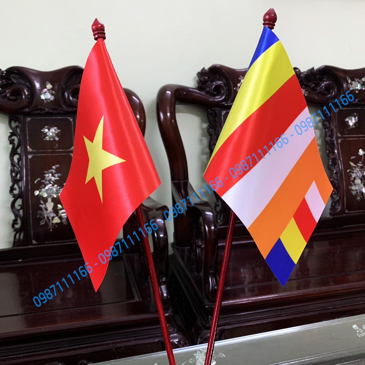 Cờ Để Bàn Đế gỗ Việt Nam - Phật Giáo