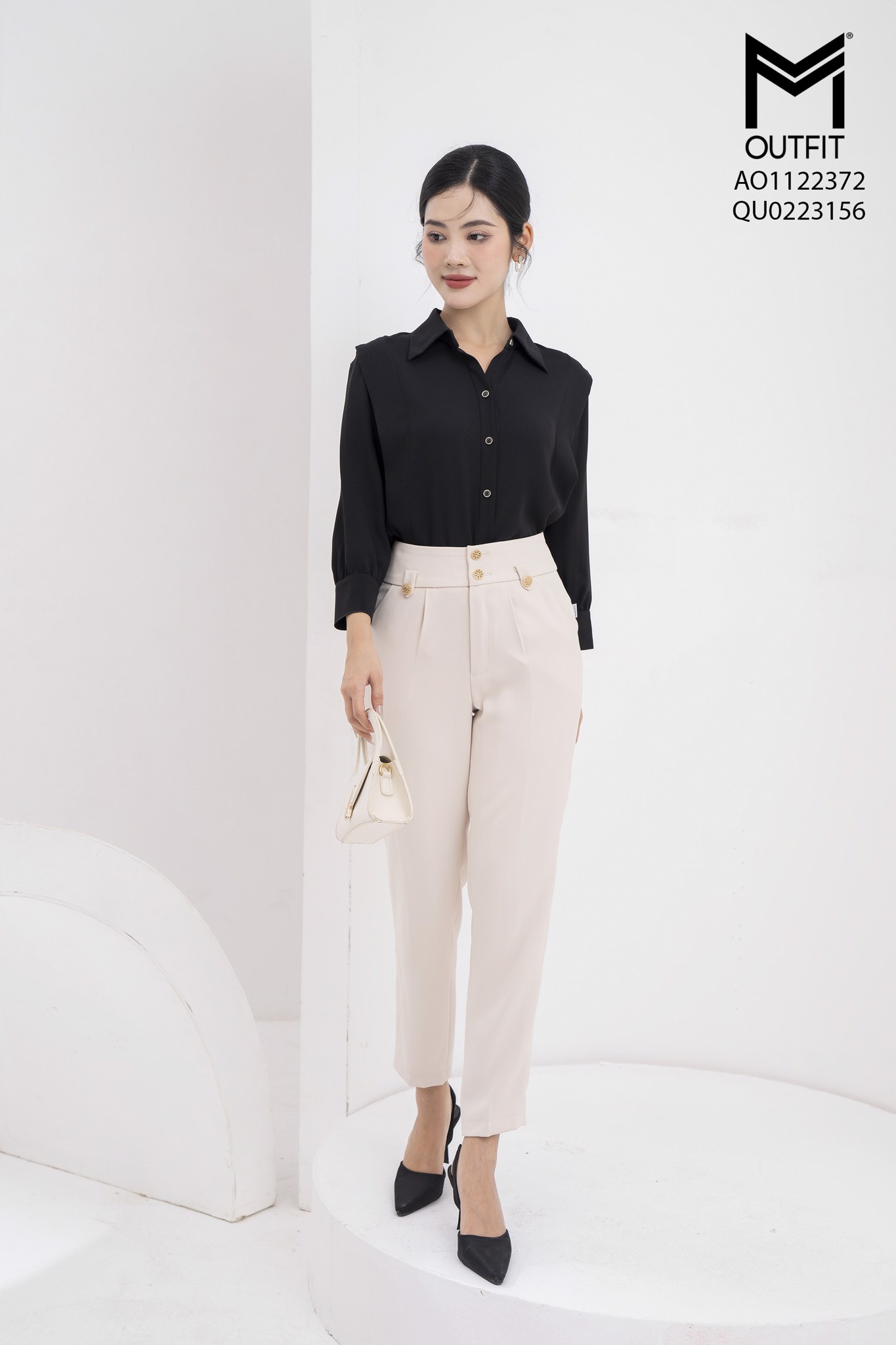 Áo sơ mi dài tay, cổ đức -Mmoutfit