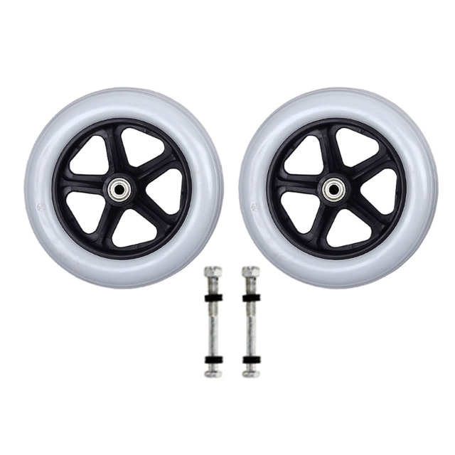2pcs%206/7/8inch%20Front%20Caster%20Wheels%20Solid%20Tire%20Wheel%20Wheelchair%20Replacement%20Part%20-%20Image%204