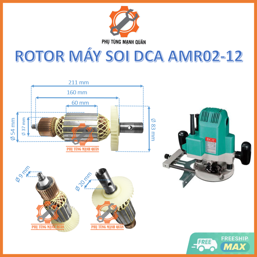 Rotor/ruột máy soi DCA AMR02-12 tặng kèm chổi than tương ứng