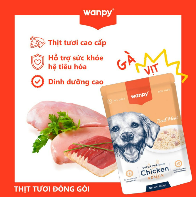 [For Dog] Pate Cho Chó Wanpy Super Premium Gói 100g - Pate Wanpy Chó Real Meat