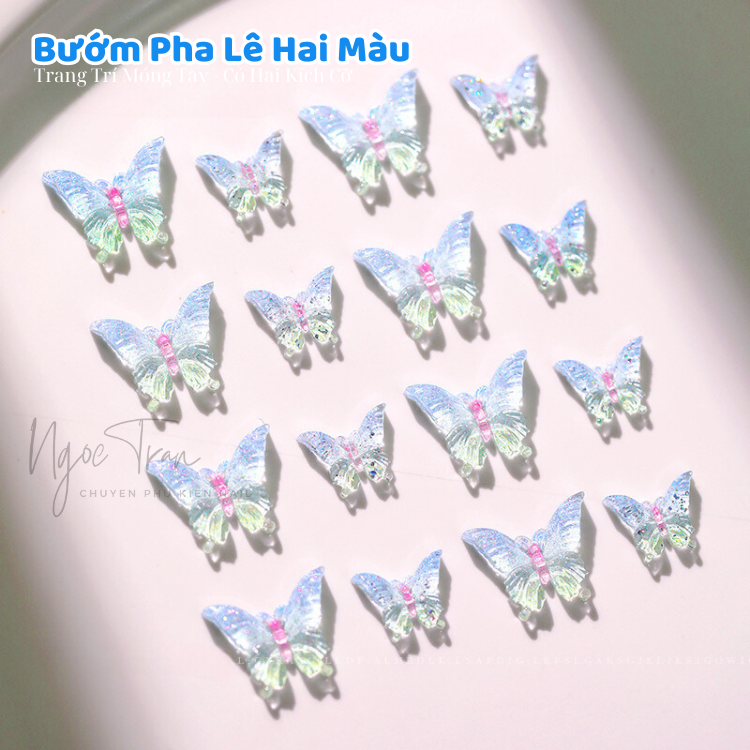 Charm Bướm Pha Lê Xanh Sapphire | Trang Trí Móng Tay