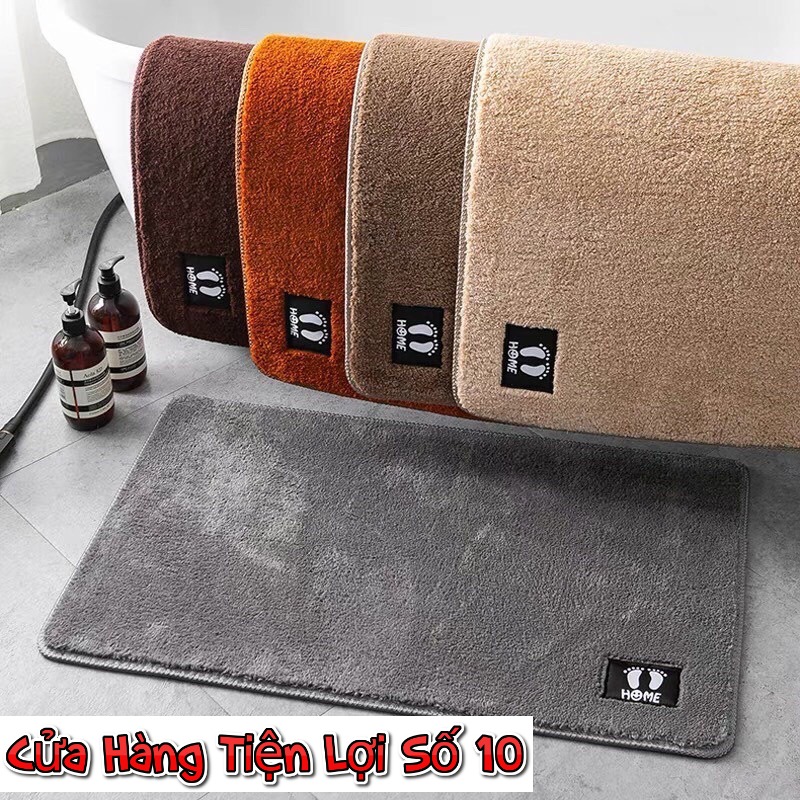 Thảm lau chân, chùi chân lông len mịn hình bàn chân chống trượt, thấm hút tốt 58x38 cm
