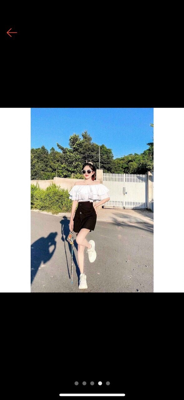 Sét áo bẹt vai kèm chân váy cực xinh-MTB