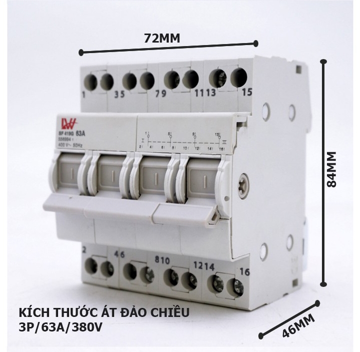Cầu dao đảo chiều 2 nguồn điện 3 pha 4P 63A,100A/380V