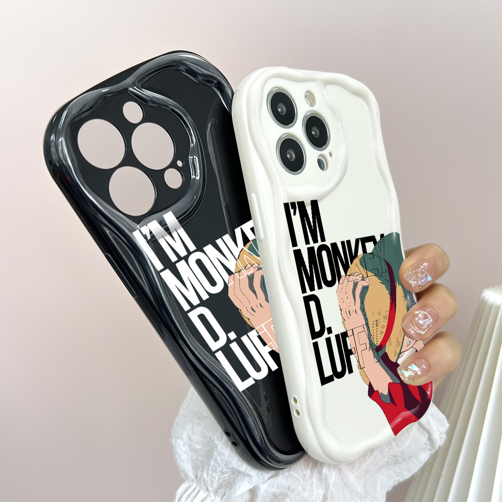 Jizetin for Redmi 14C Xiaomi Poco C75 Back Cover One Piece Luffy Cream Wavy Edge Soft Silicone Phone Case.