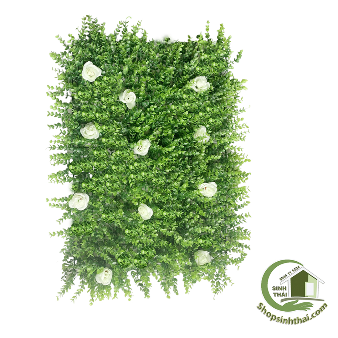 Tấm cỏ nhựa tai chuột, xà lách xoang treo tường gắn hoa và không hoa 40cm x 60cm - chọn loại