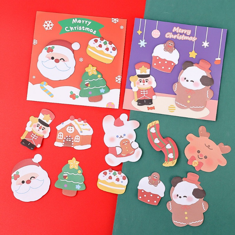 60Sheets/Book Cartoon Christmas Combination Post-It Notes Cute Elk Notepad Message Post-It Notes to Decorate Christmas Gifts