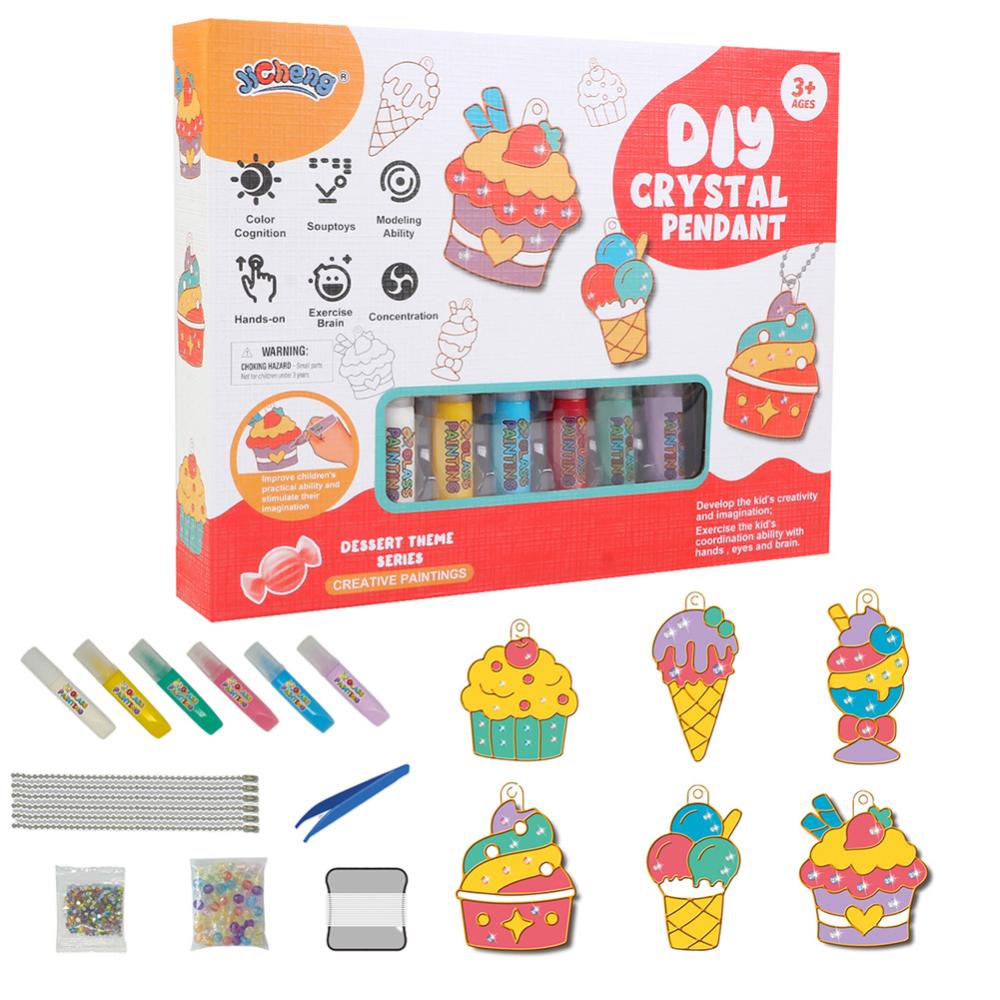 Diy Crystal Paint Arts And Crafts Set, Chtistmas Halloween Diy Crystal  Diamond Painting Kit Art For Kids, Bake-free Crystal Color Glue Painting  Pendan