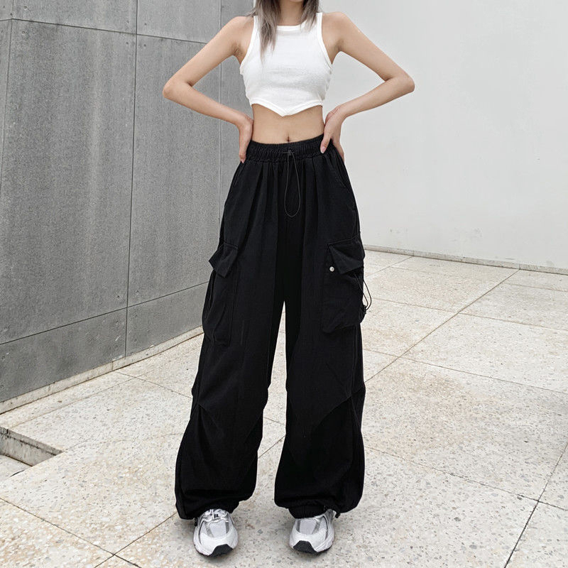 Vintage%20Pockets%20Cargo%20Pants%20Drawstring%20High%20Waist%20Streetwear%20Harajuku%20Baggy%20Wide%20Leg%20Trousers%20Women%20Y2k%20Korean%20Fashion%20Bottoms%20-%20Image%209