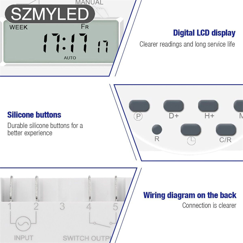 Dc 12v Lcd Digital Timer Programmable Time Week Date Display Energy-saving Timer With Memory Function