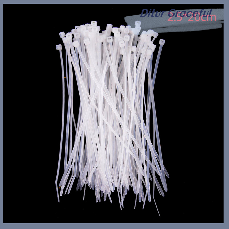Ditur Chandrae 100pcs Fasten White Black Cable Wire Zip Ties Self Locking Nylon Cable Tie