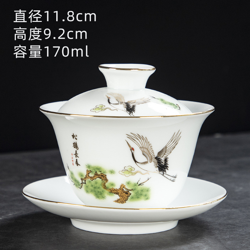 Chén Khải sứ trắng Bạch Định thấu quang 170 ml