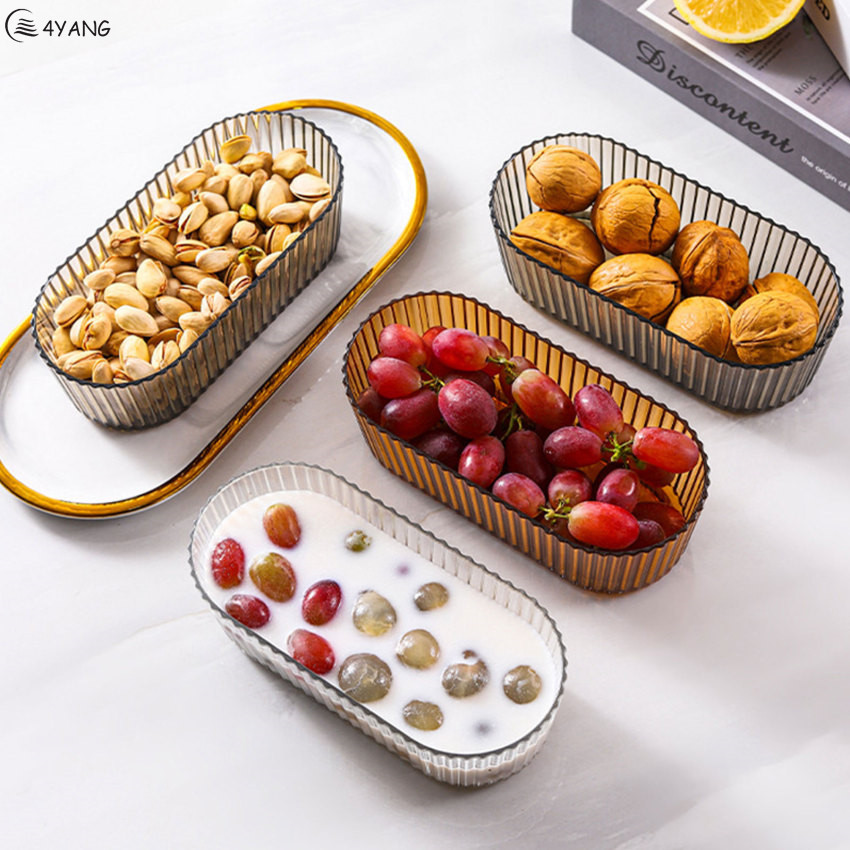 Đĩa trái cây Bàn cà phê phòng khách trái cây sấy khô tổ chức hộp kẹo ánh sáng sang trọng Nut Snacks Khay trưng bày