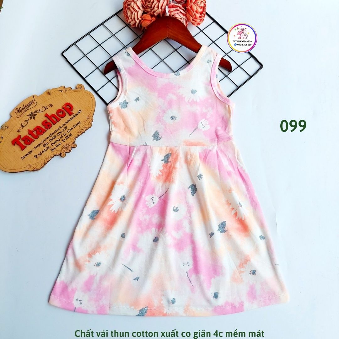 099 Đầm bé gái thun cotton mặc nhà mát