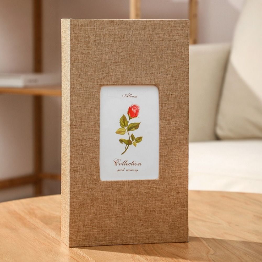 Inset Linen Photo Album 300 Sheets Fabric Cover Souvenir Photos Window ...