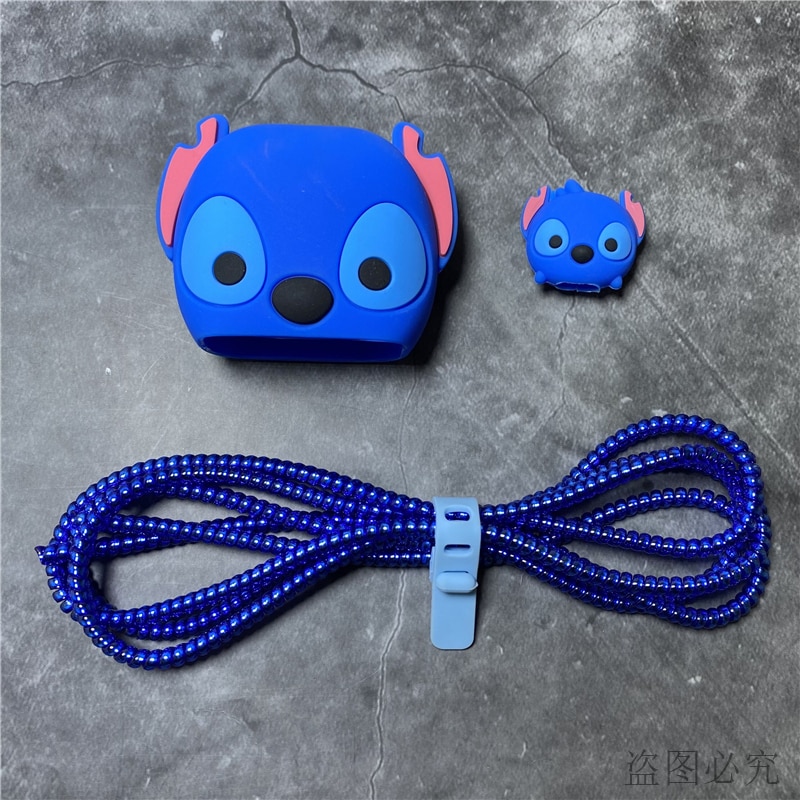 Disney Stitch Cable Protector Holder Phone Cord Charger Protector for iPhone / iPad 18W/20W Fast Charger Protection Organizer. 