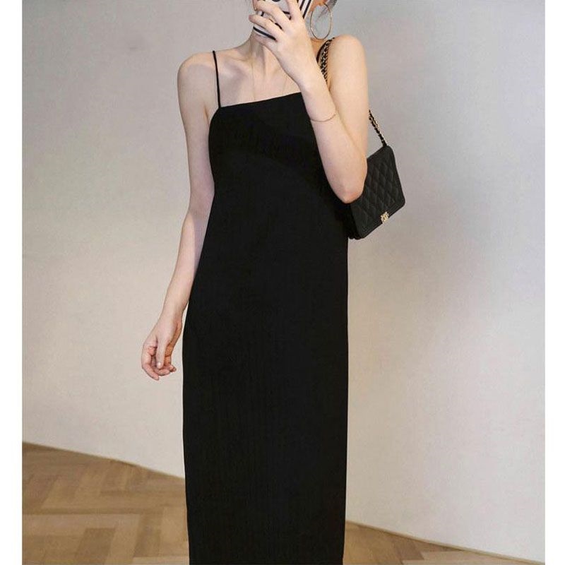 Women's Straight Dress Black Sleeveless Loose Simple Casual Dress