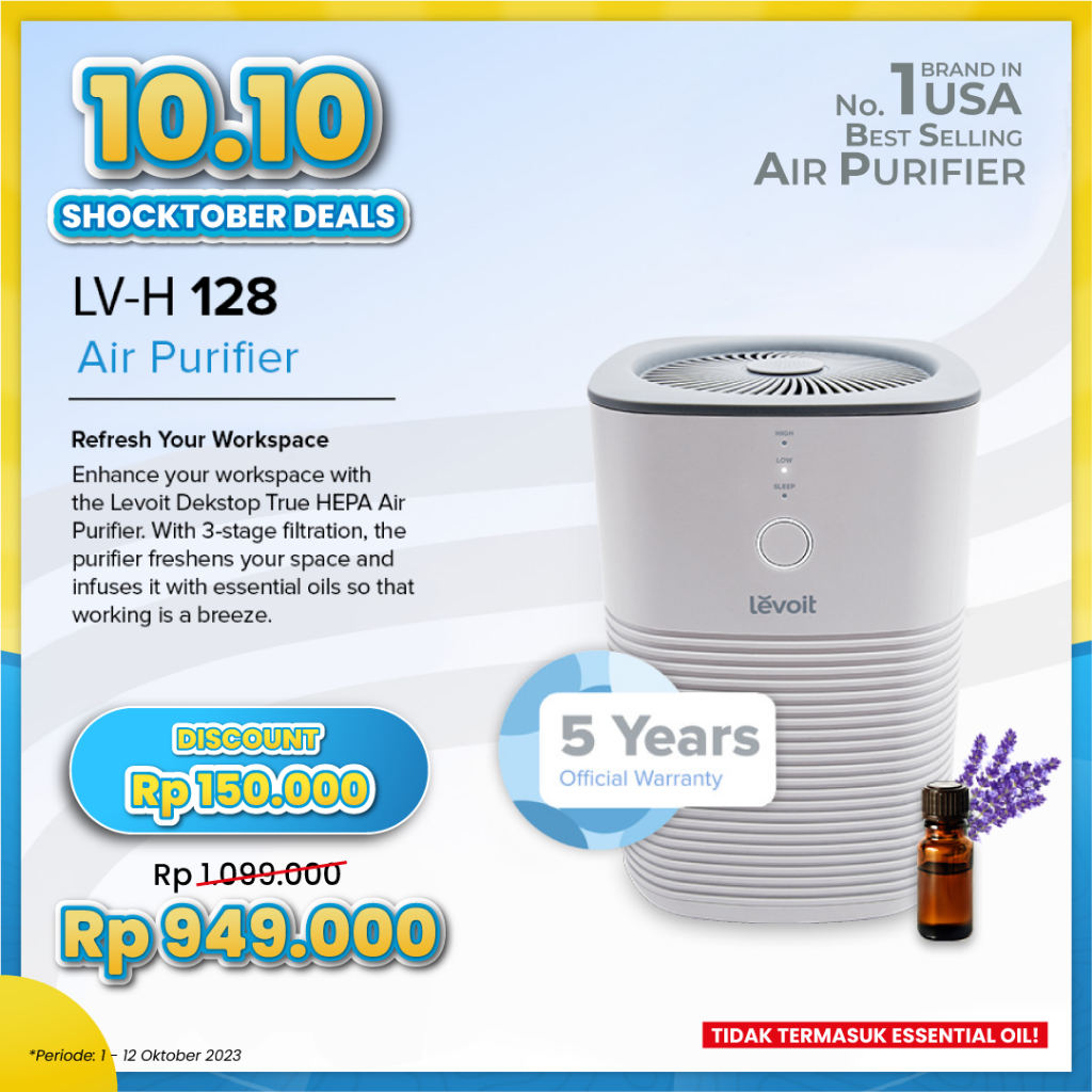 Promo LEVOIT LV-H128 Desktop True HEPA Air Purifier with Room