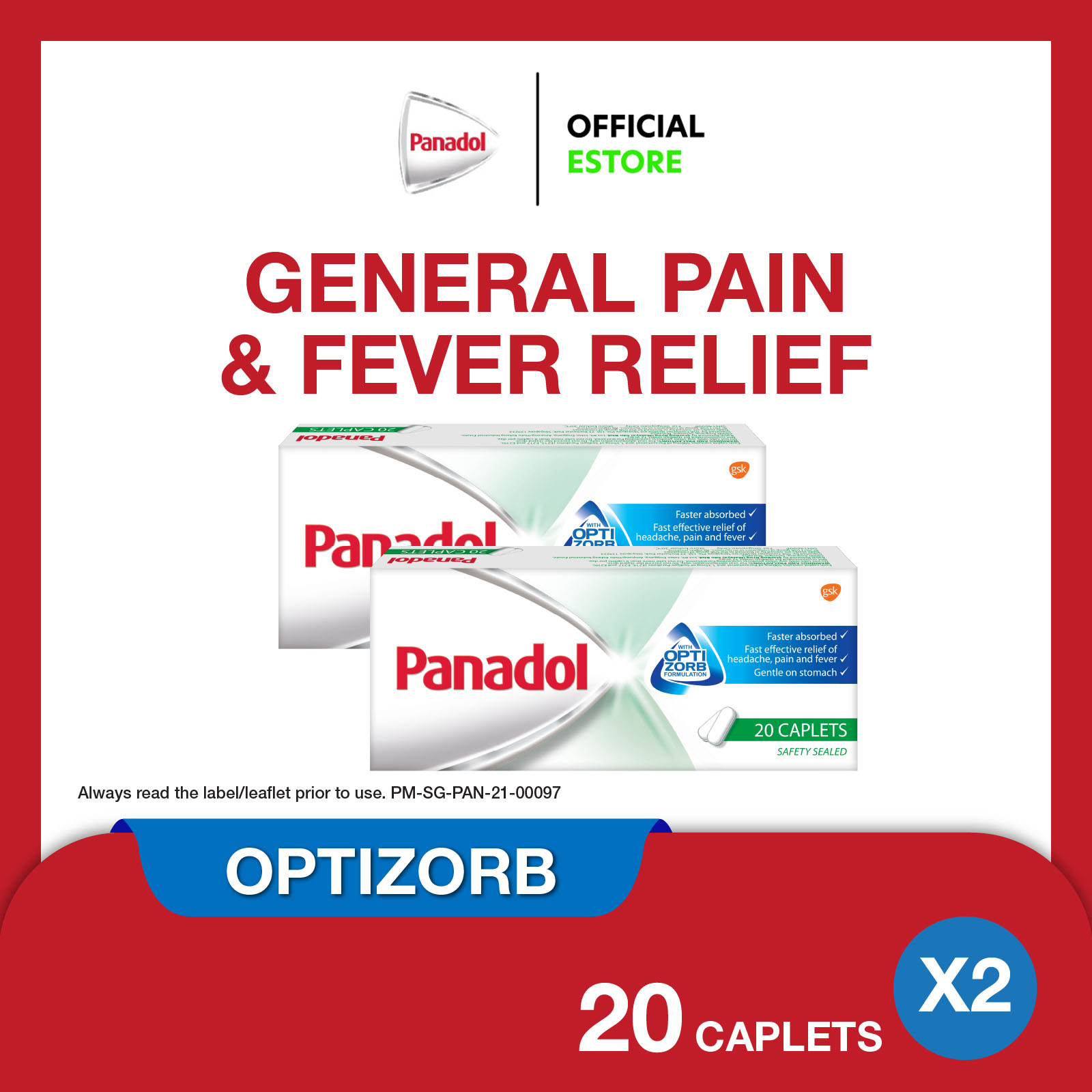 PANADOL with Optizorb, Paracetamol for Effective Fever & Pain Relief
