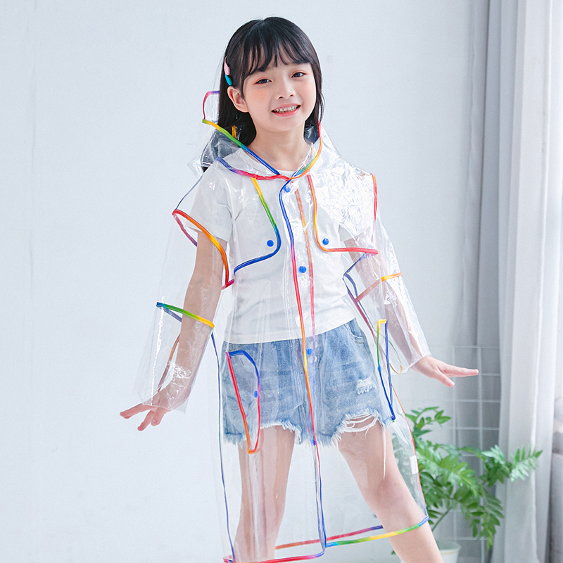 Transparent Rainbow Colorful Edge Kids Raincoat Waterproof EVA Children  Windproof Rain Coat Jacket With Hood Boys Girls Poncho | Lazada Singapore