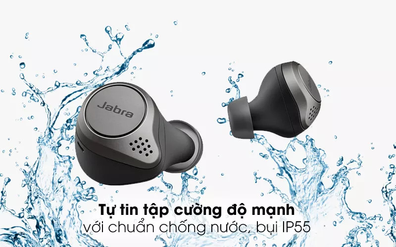 Tai nghe Bluetooth True Wireless Jabra Elite 75T, Chất Âm Thanh Cao, Âm Trầm Mạnh Mẽ, Chống Nước và Chống Bụi IP55, Pin liên tục 28h, Tích hợp với các hệ điều hành hiện nay