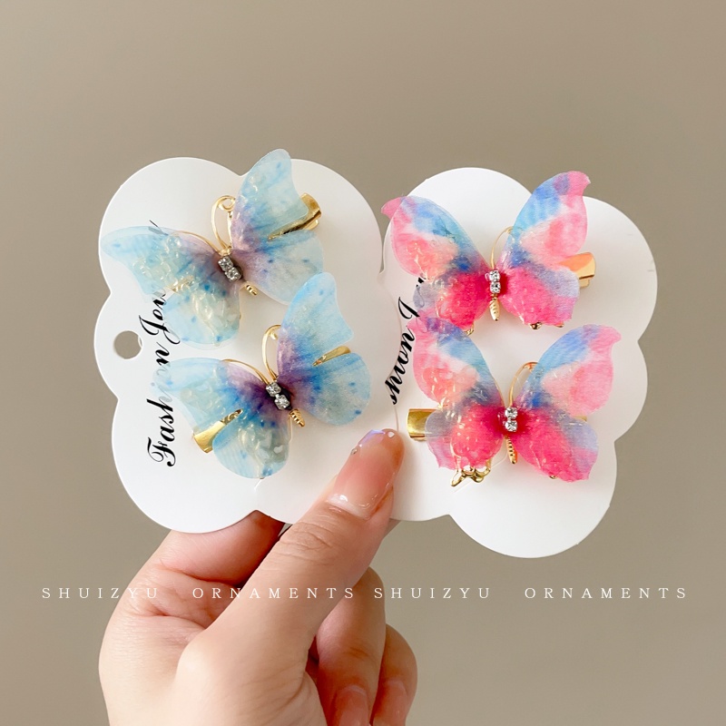 Set 2 Kẹp Tóc Hình Bươm Bướm Màu gradient Dễ Thương Cho Bé Gái