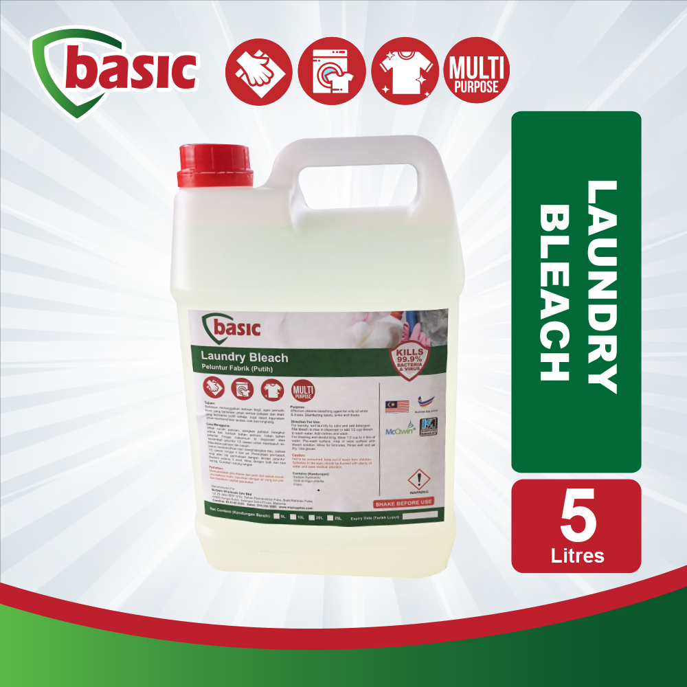 McQwin Basic Laundry Bleach 5L Bleach Agent 5Litre Sterilize Toilet