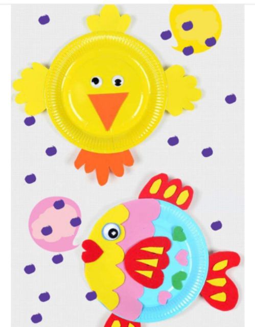 Set 10 đĩa giấy màu làm đồ thủ công