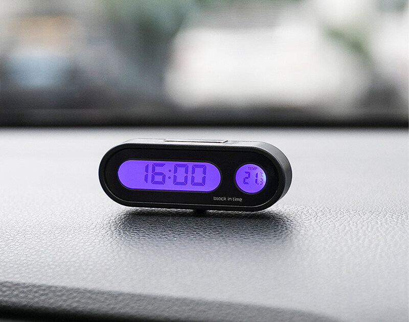 Xe Mini Đồng Hồ Điện Tử Thời Gian Đồng Hồ Tự Động Bảng Điều Khiển Đồng Hồ Sáng Nhiệt Độ Màu Đen Hiển Thị Kỹ Thuật Số Phụ Kiện Xe Hơi
