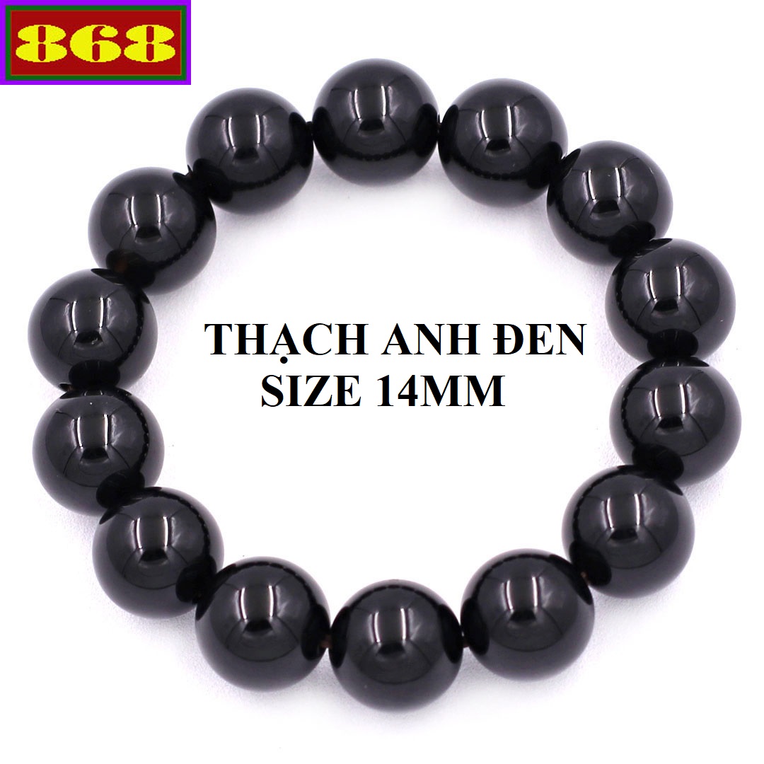 Chuỗi tay đá thạch anh Đen 14 ly 15 hạt