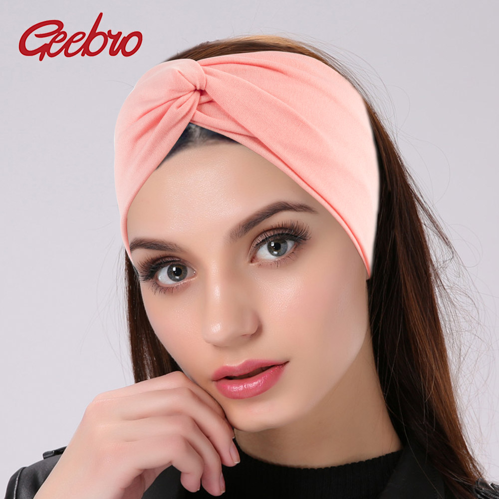 Geebro%20Plain%20Turban%20Headbands%20Twist%20Elastic%20Stretch%20Hairbands%20Fashion%20Headband%20Yoga%20Headwrap%20Spa%20Head%20Band%20-%20Image%203
