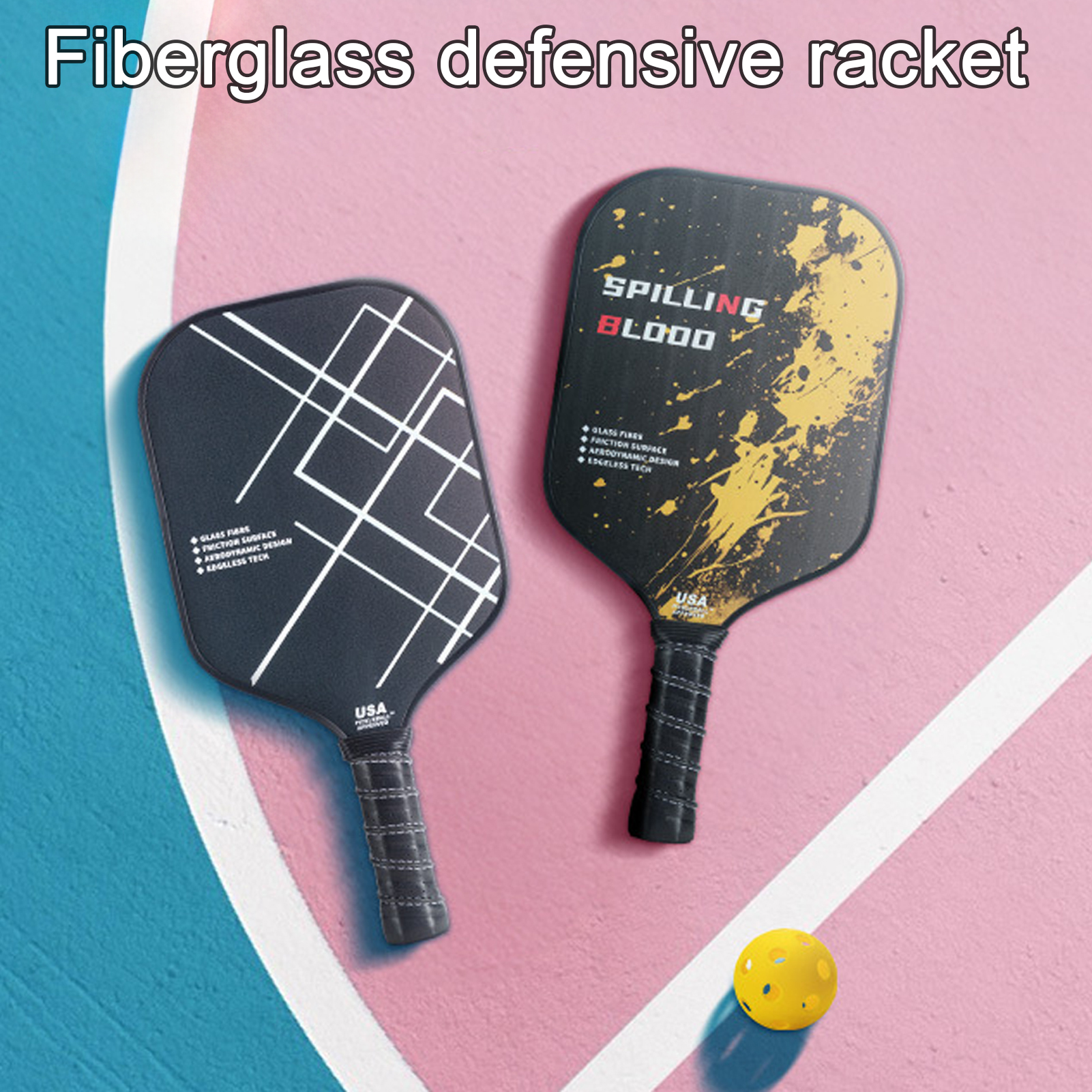 Pickleball Racket Training Pickleball Racket Premium Fiberglass Pickleball Paddle Lightweight Design for Precise Control and Comfortable Grip Ideal for Beginners Non-slip Handle for Pickleball