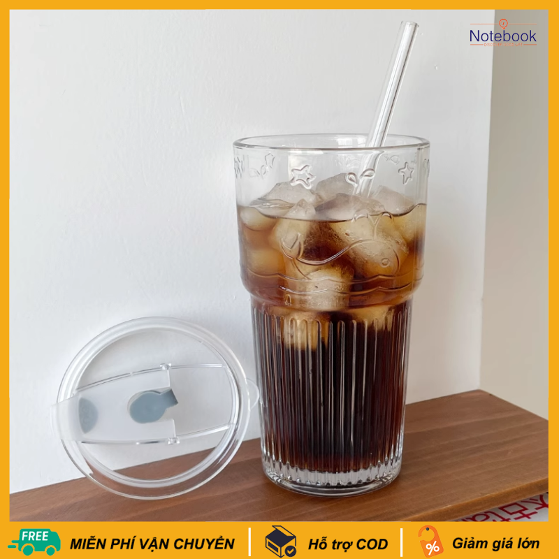 550ml cốc thủy tinh cốc ống hút trà hoa quả dung tích lớn cốc đựng nước uống cho nữ mùa hè instagram cốc đựng nước uống cốc đựng nước trái cây